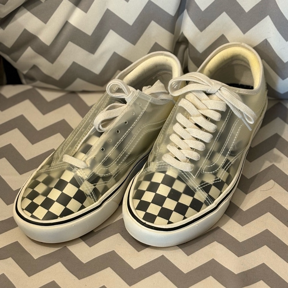Vans Comfycush Slip-Skool Skate Black and White Checkered Sneakers